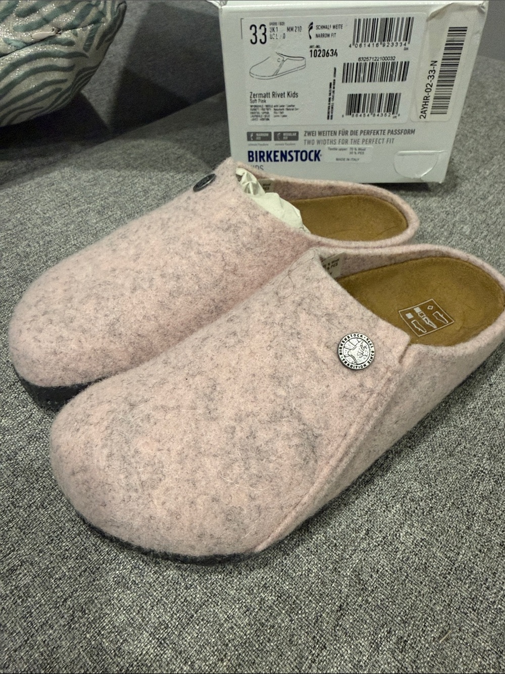 Birkenstock Kids Zermatt Rivet Slippers Soft Pink - Picture 2 of 5